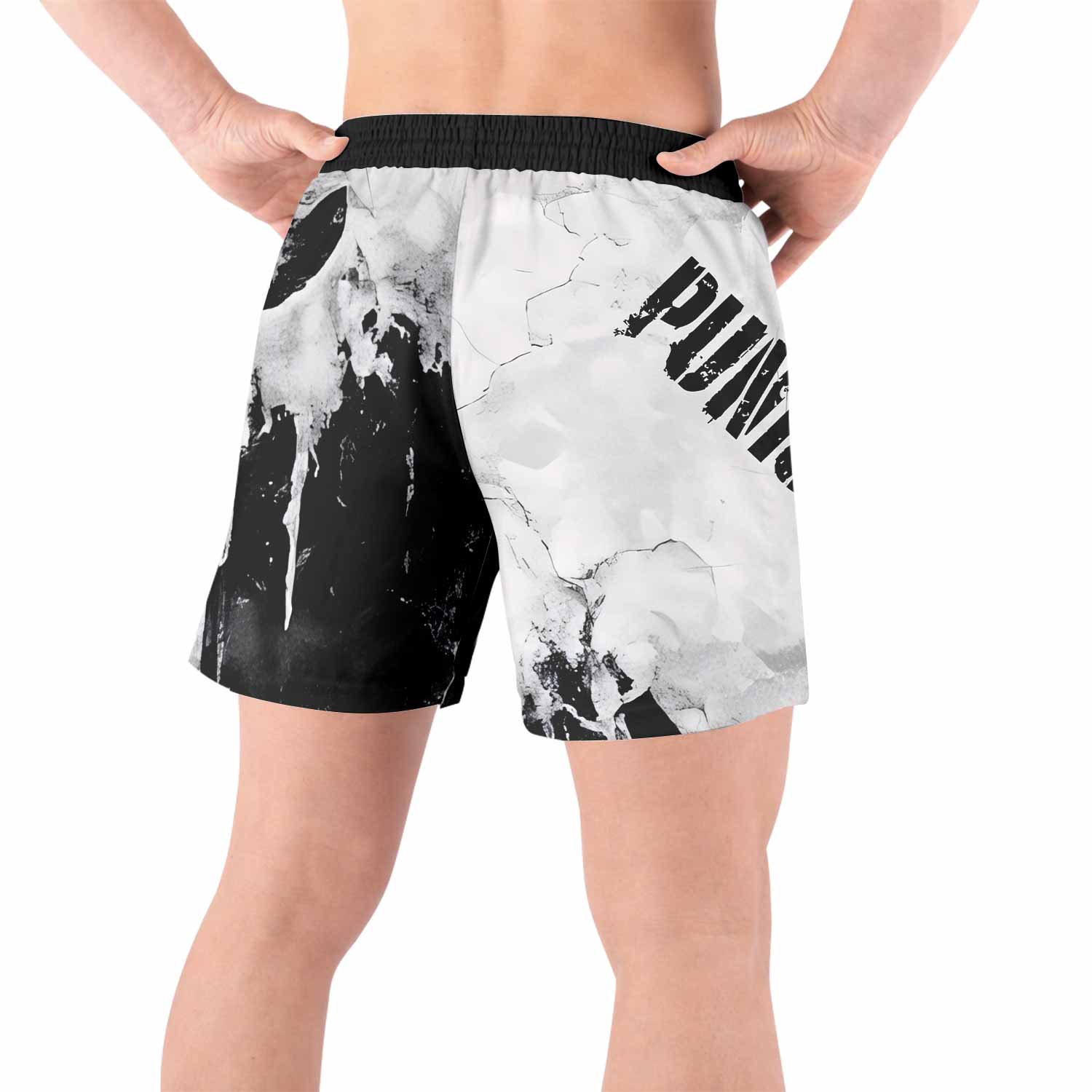 Punisher Ghost Skull Grappling Shorts - back view lifestyle
