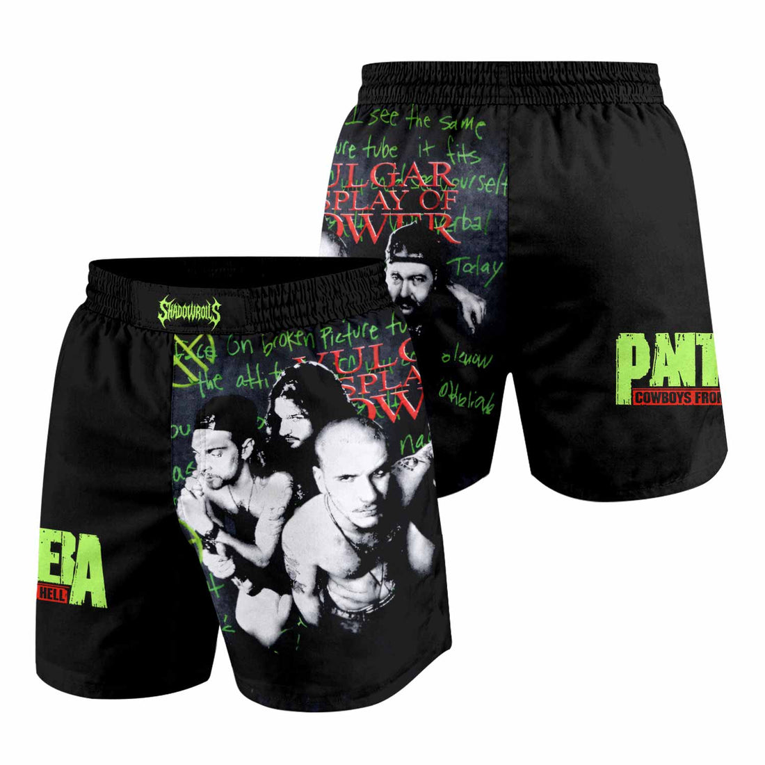 Pantera Cowboys From Hell Grappling Shorts - front and back view