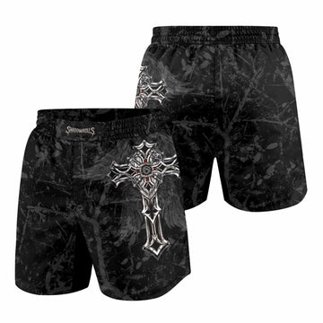 Crown of Thorns Cross Grappling Shorts - front and back view