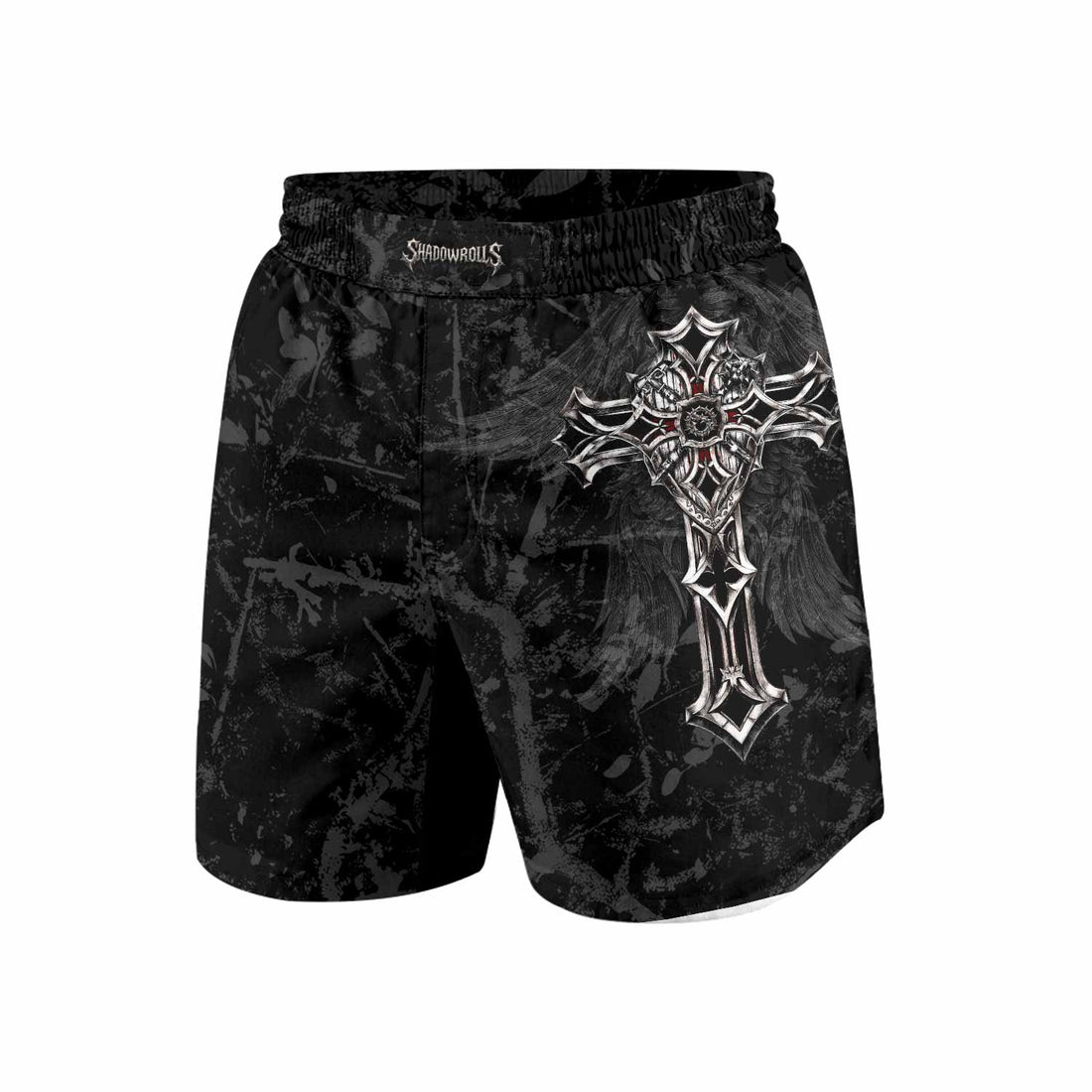 Crown of Thorns Cross Grappling Shorts - front and back view