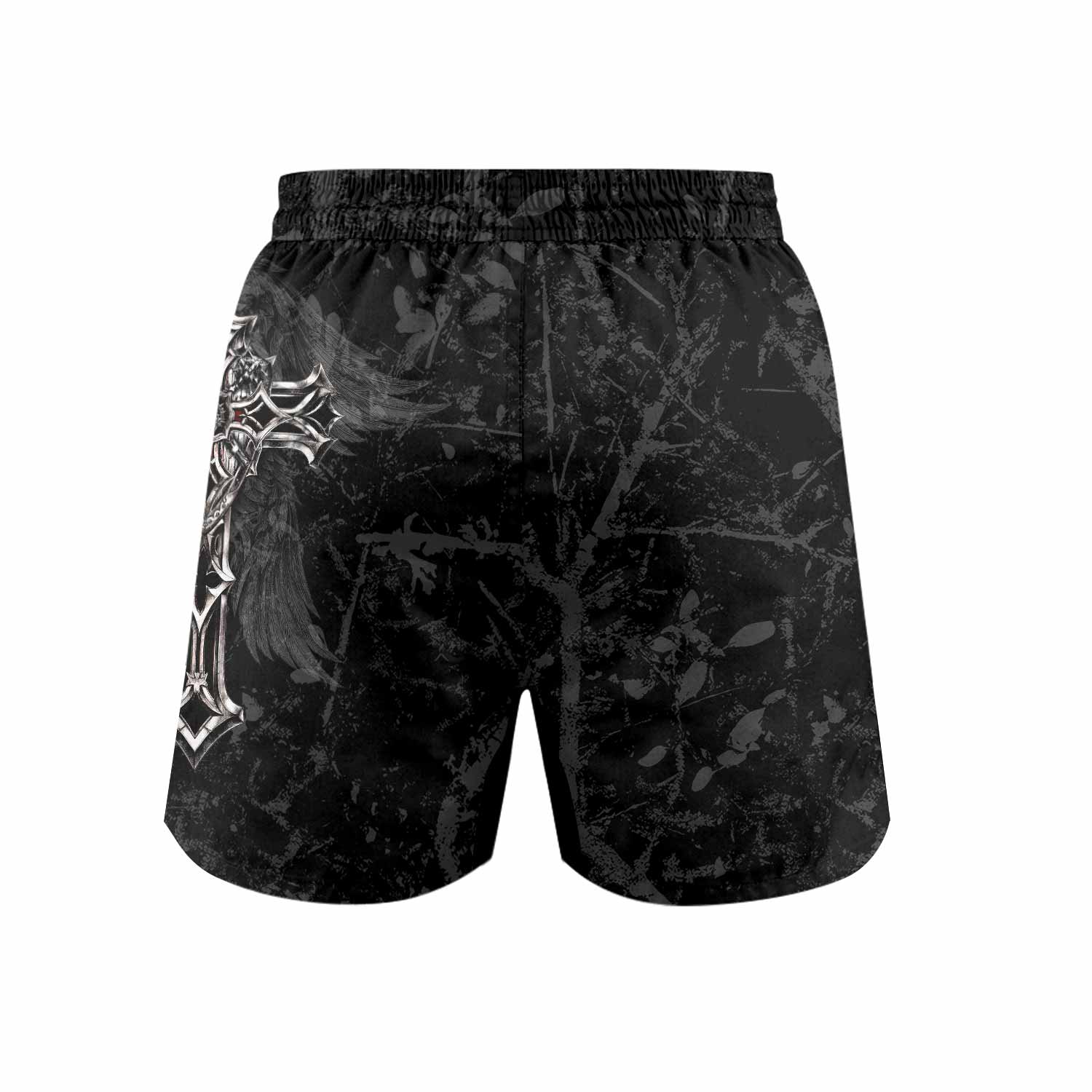 Crown of Thorns Cross Grappling Shorts - back view mockup