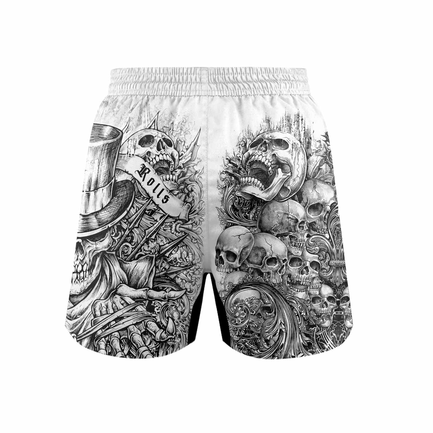 Memento Mori Skull Grappling Shorts - back view mockup