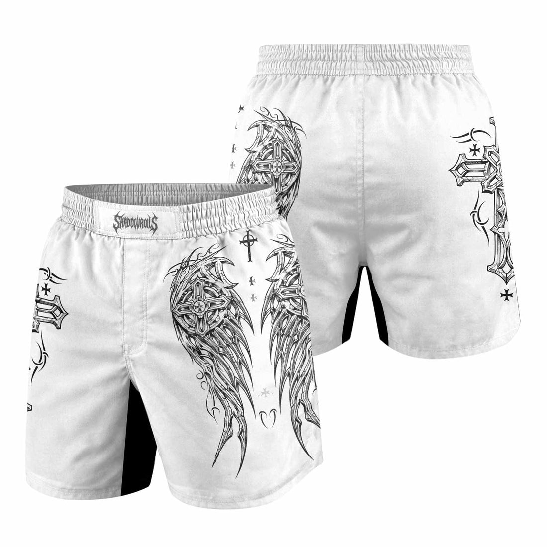 Angel Wings Cross Grappling Shorts - front and back view