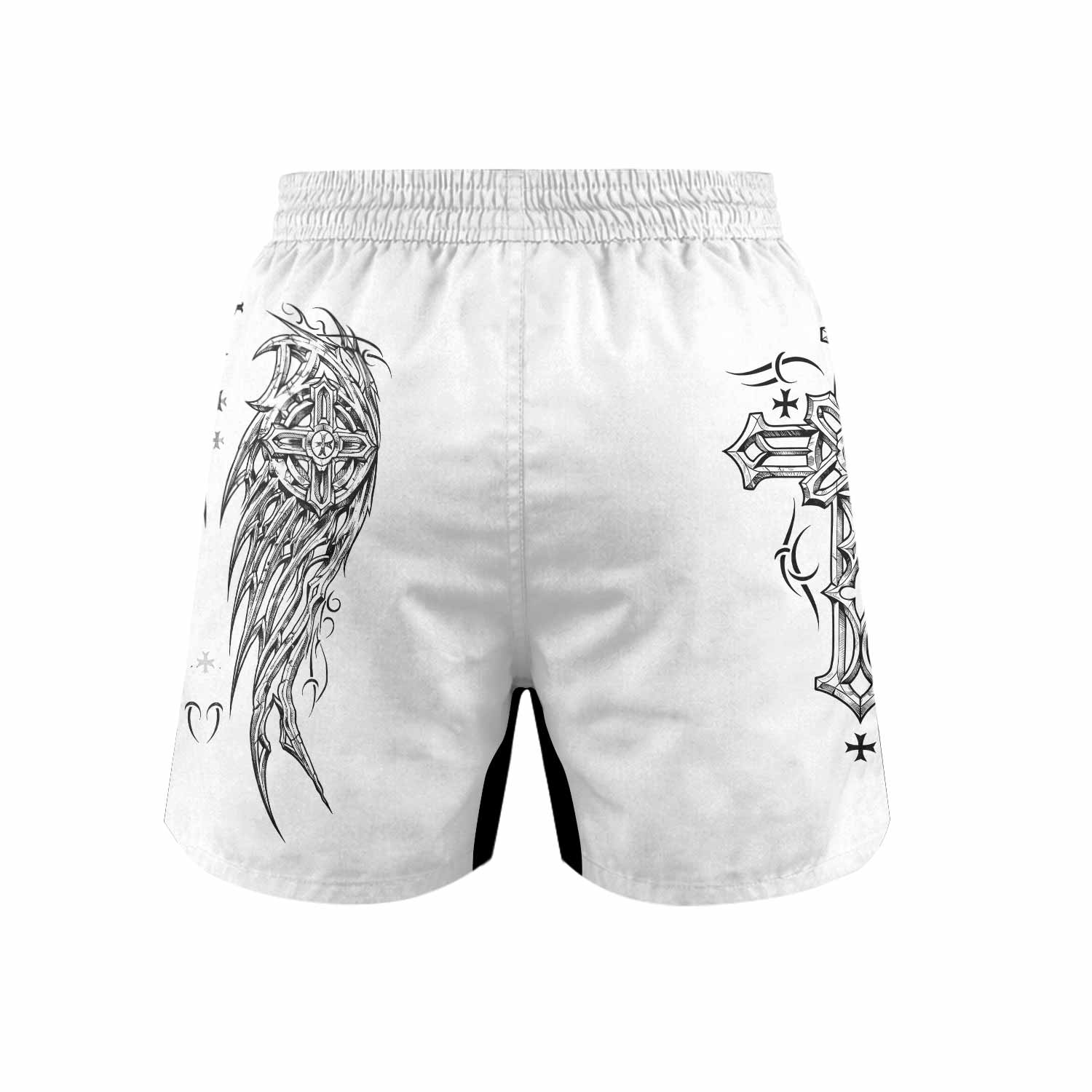 Angel Wings Cross Grappling Shorts - back view mockup