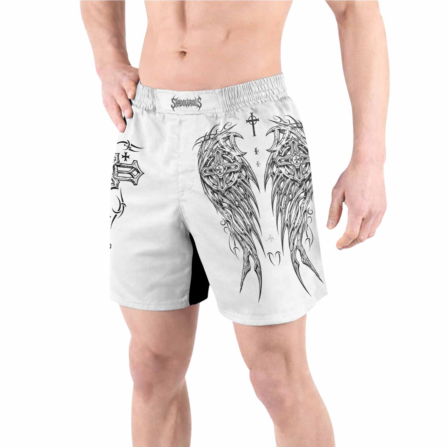 Angel Wings Cross Grappling Shorts - front view lifestyle