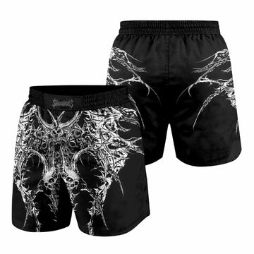 Mortalis Dark Spine Grappling Shorts - front and back view