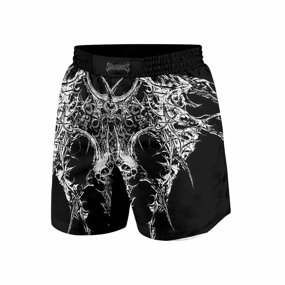 Mortalis Dark Spine Grappling Shorts - front and back view