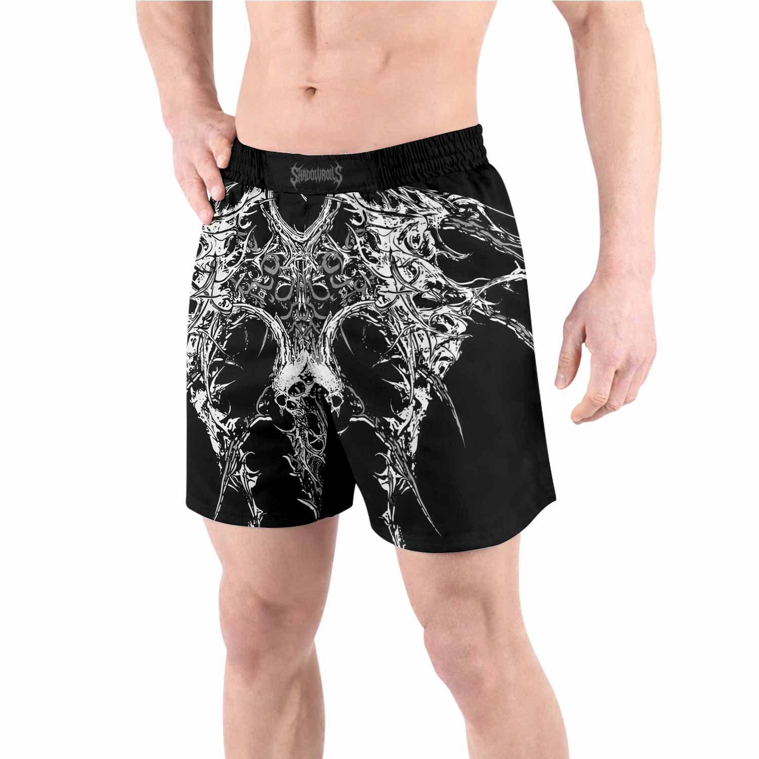 Mortalis Dark Spine Grappling Shorts - front view lifestyle
