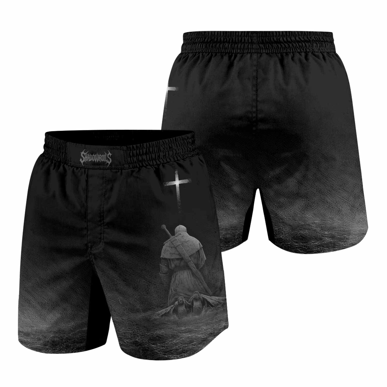 Psalms 23:4 NIV Grappling Shorts - front and back view