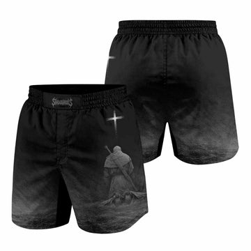 Psalms 23:4 NIV Grappling Shorts - front and back view