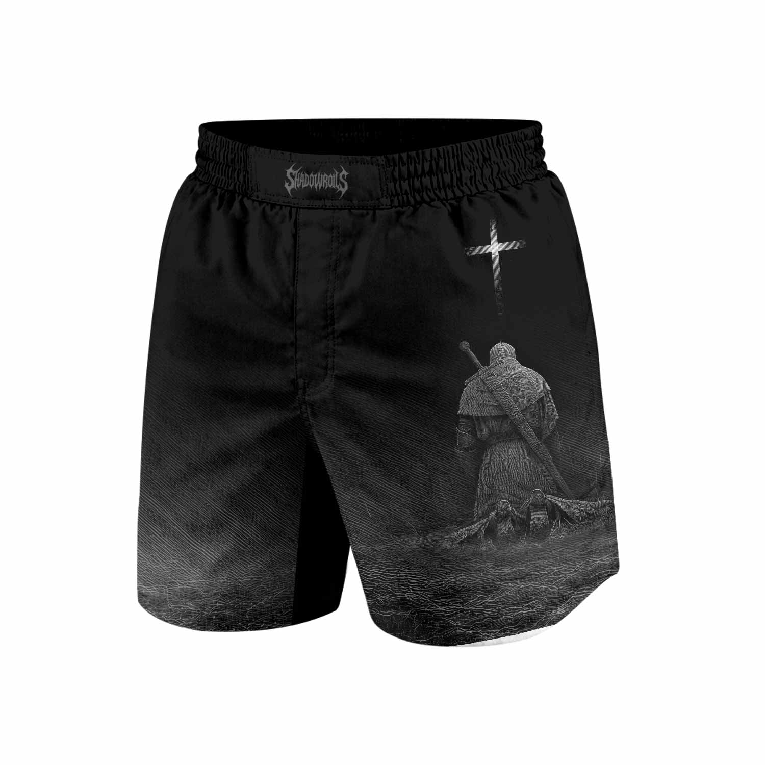 Psalms 23:4 NIV Grappling Shorts - front view mockup