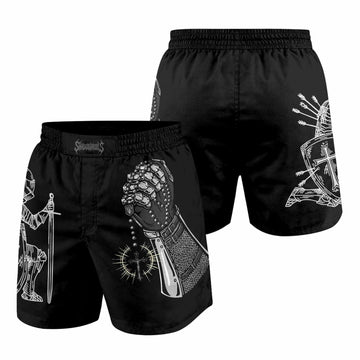 Give Me an Army Rosary Grappling Shorts - front and back view