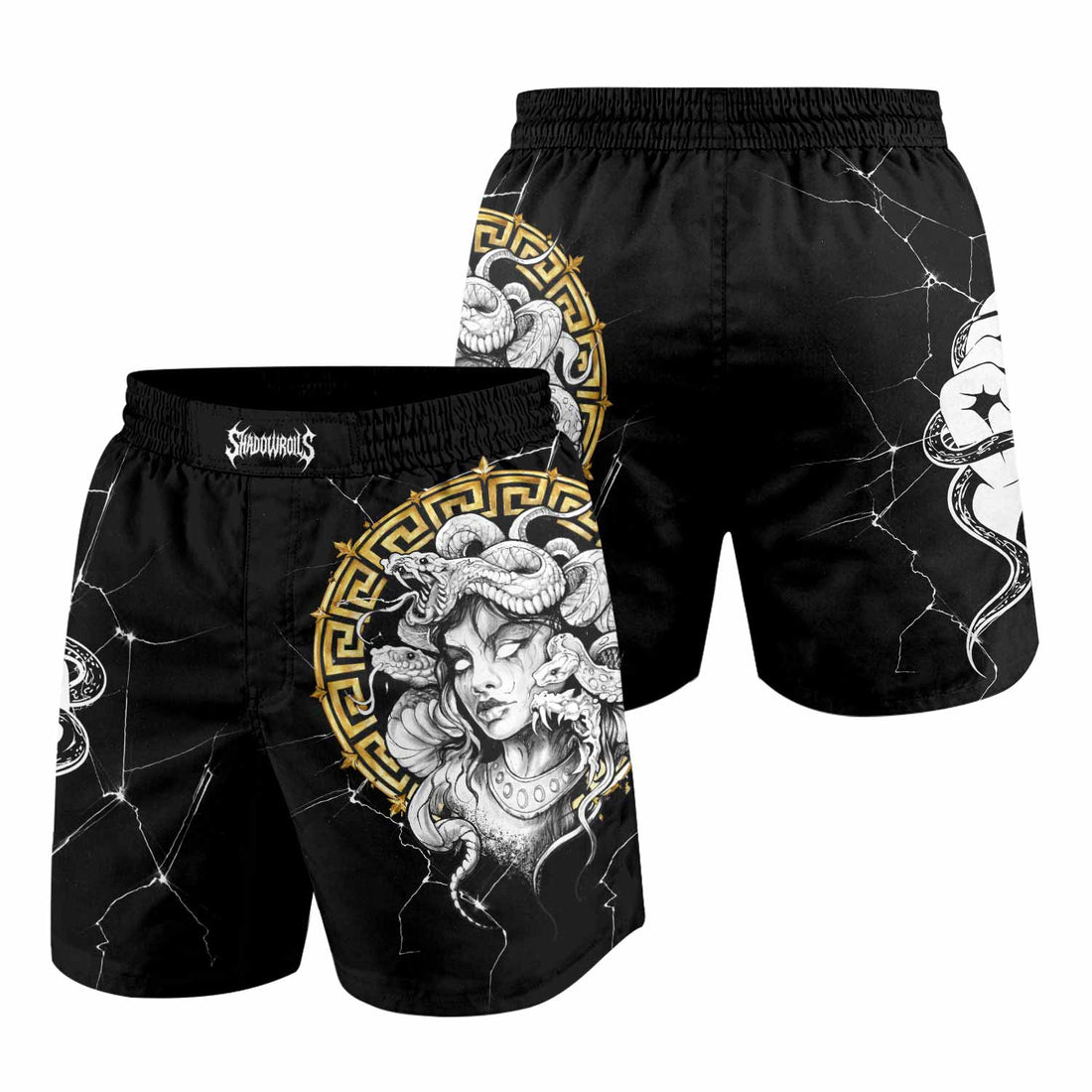 Medusa Snake Grappling Shorts - front and back view