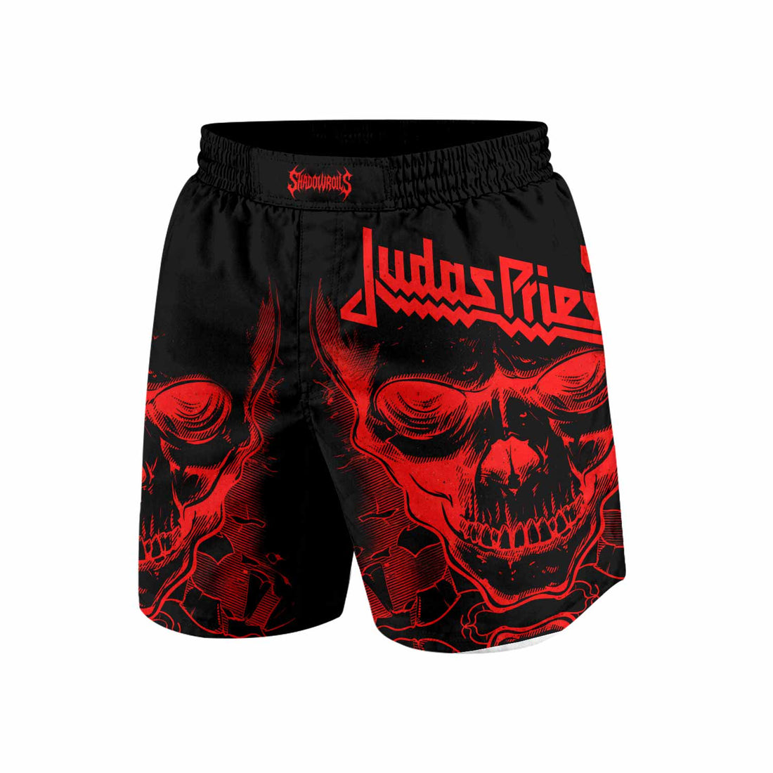 Judas Priest Skull Grappling Shorts - front and back view