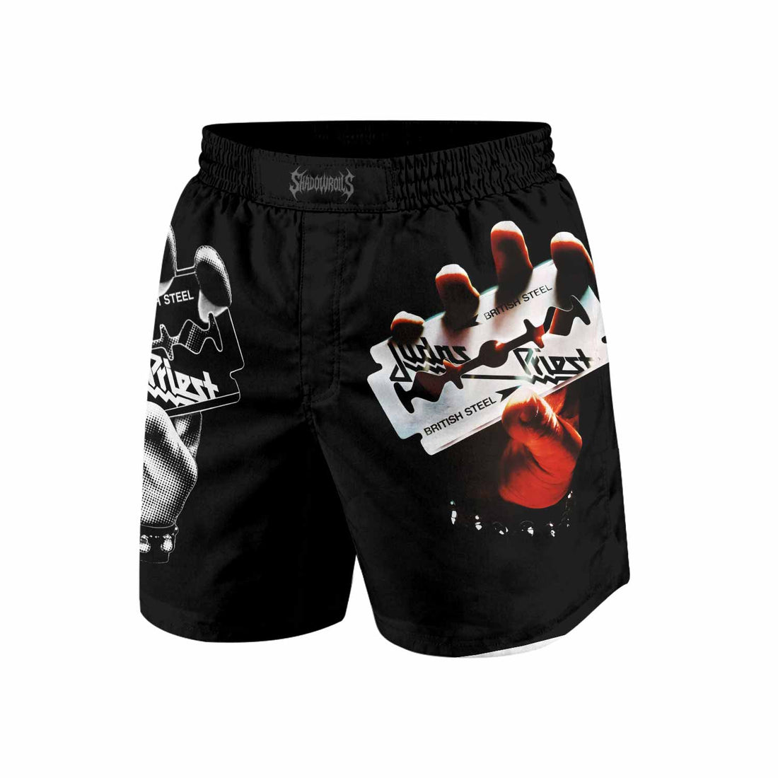 Judas Priest British Steel Grappling Shorts - front and back view
