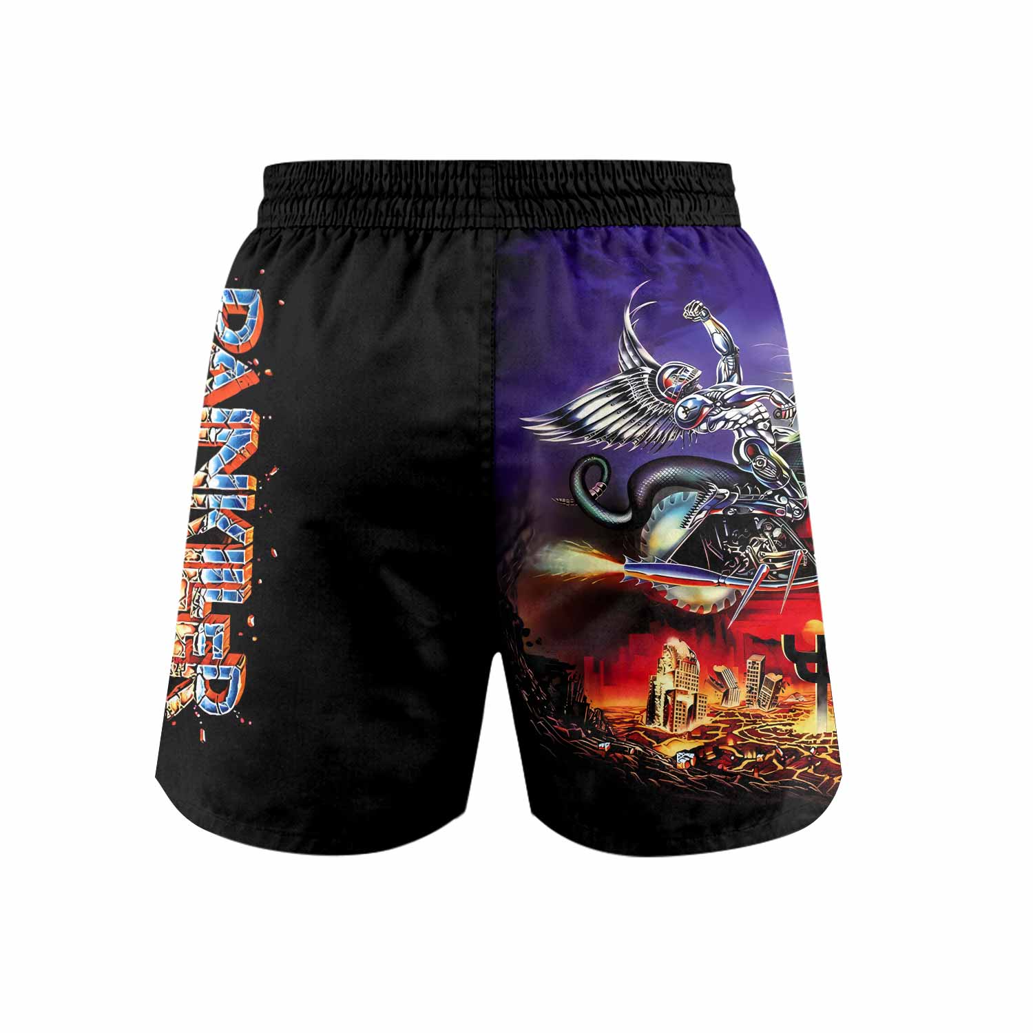 Judas Priest Painkiller Grappling Shorts - back view mockup