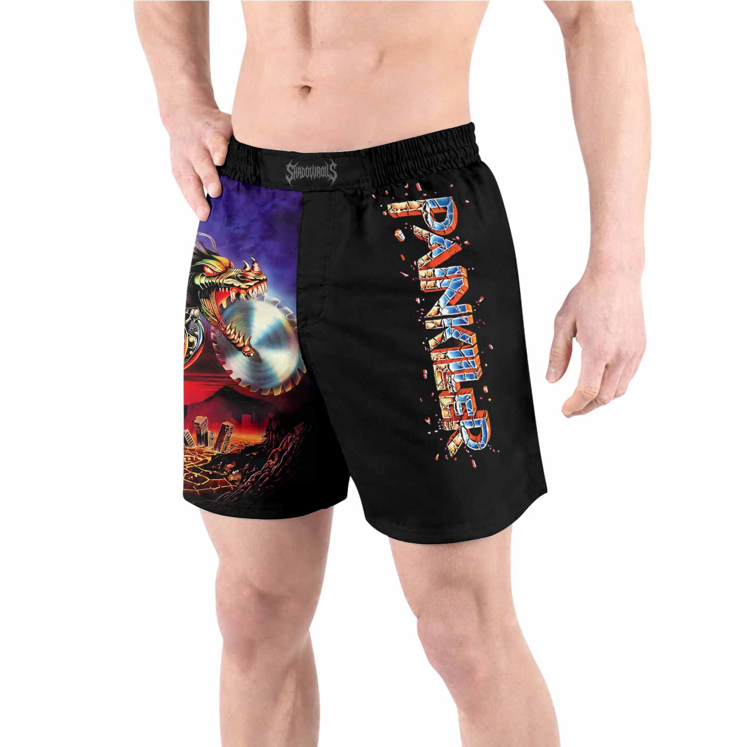 Judas Priest Painkiller Grappling Shorts - front view lifestyle