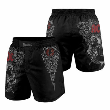 AC/DC Black Ice Grappling Shorts - front and back view