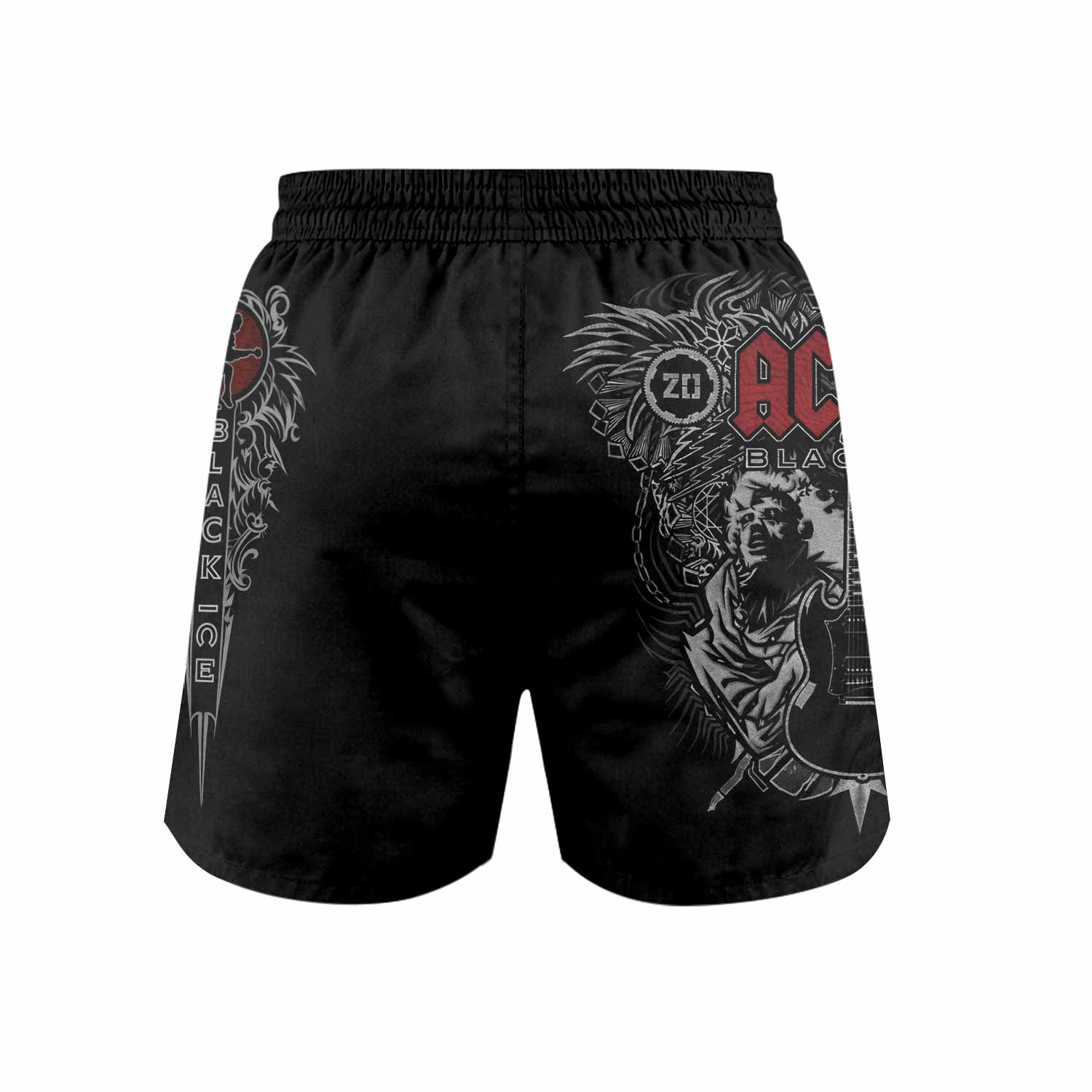 AC/DC Black Ice Grappling Shorts - back view mockup