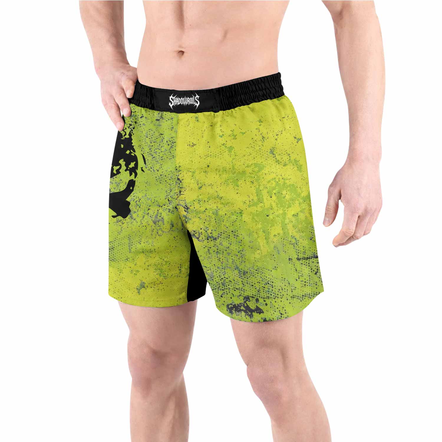 The Punisher Skull Grappling Shorts - front view lifestyle
