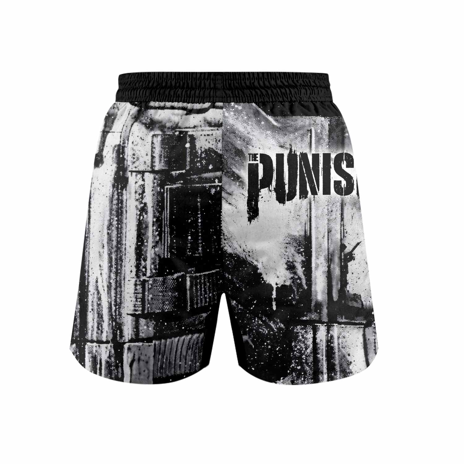 The Punisher War Mask Grappling Shorts - back view mockup