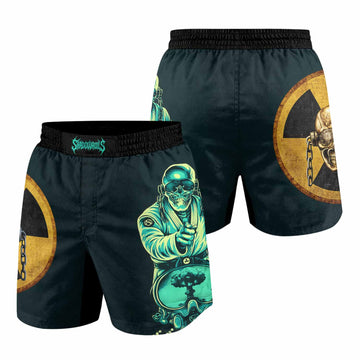 Megadeth Nuclear Skull Grappling Shorts - front and back view