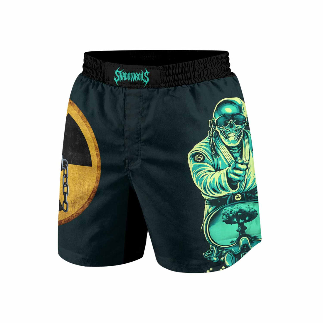 Megadeth Nuclear Skull Grappling Shorts - front and back view