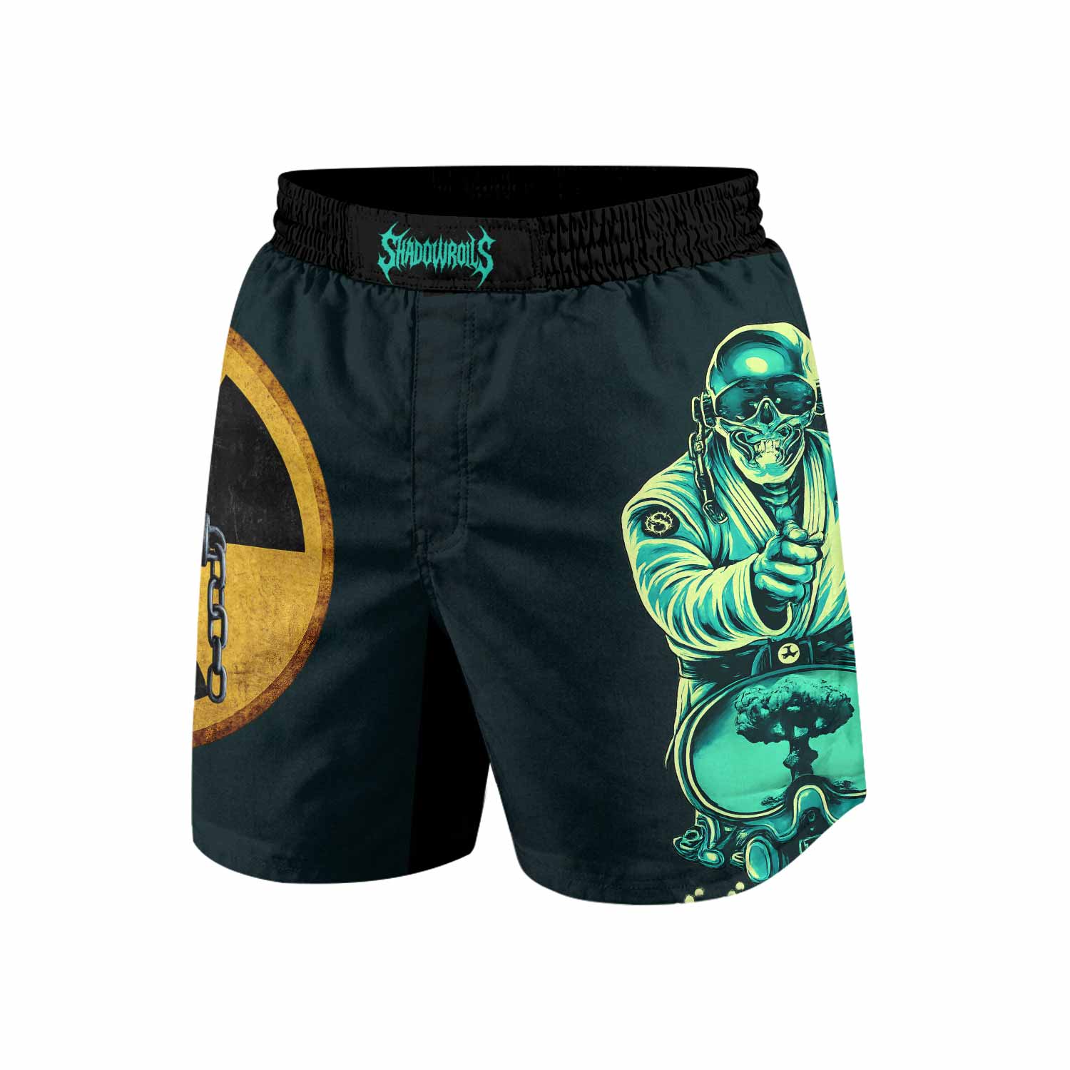 Megadeth Nuclear Skull Grappling Shorts - front view mockup