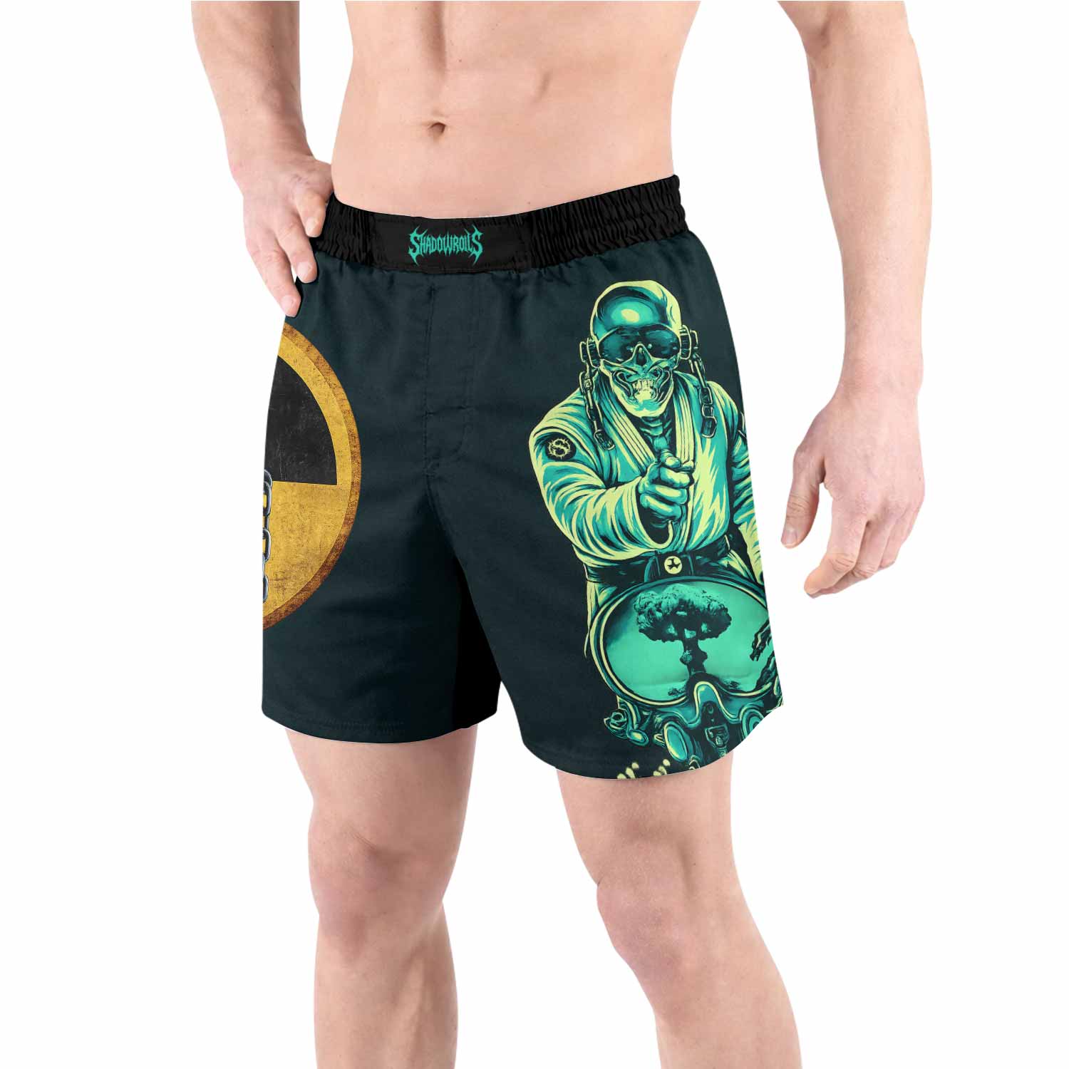 Megadeth Nuclear Skull Grappling Shorts - front view lifestyle