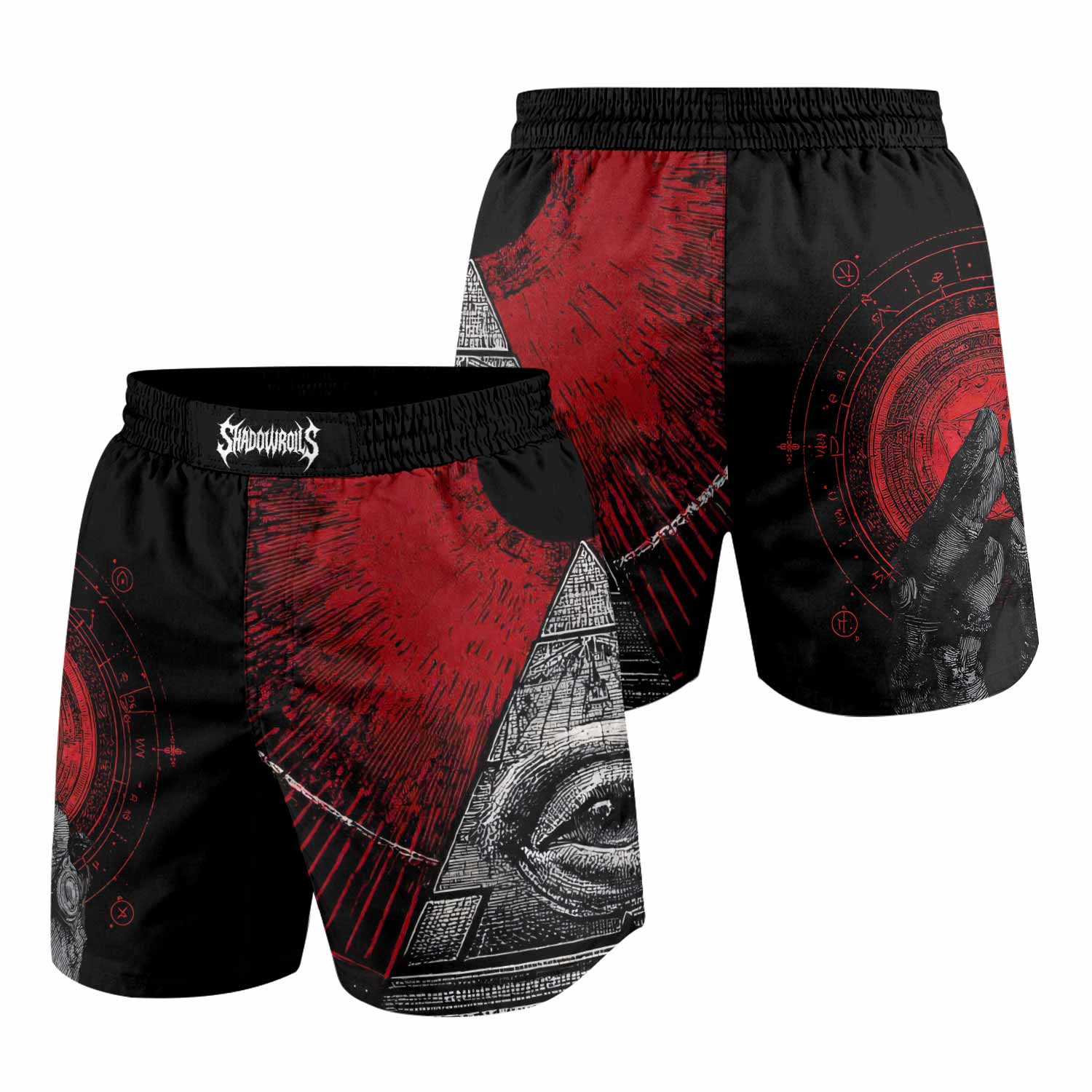 All Seeing Eye Grappling Shorts - front and back view