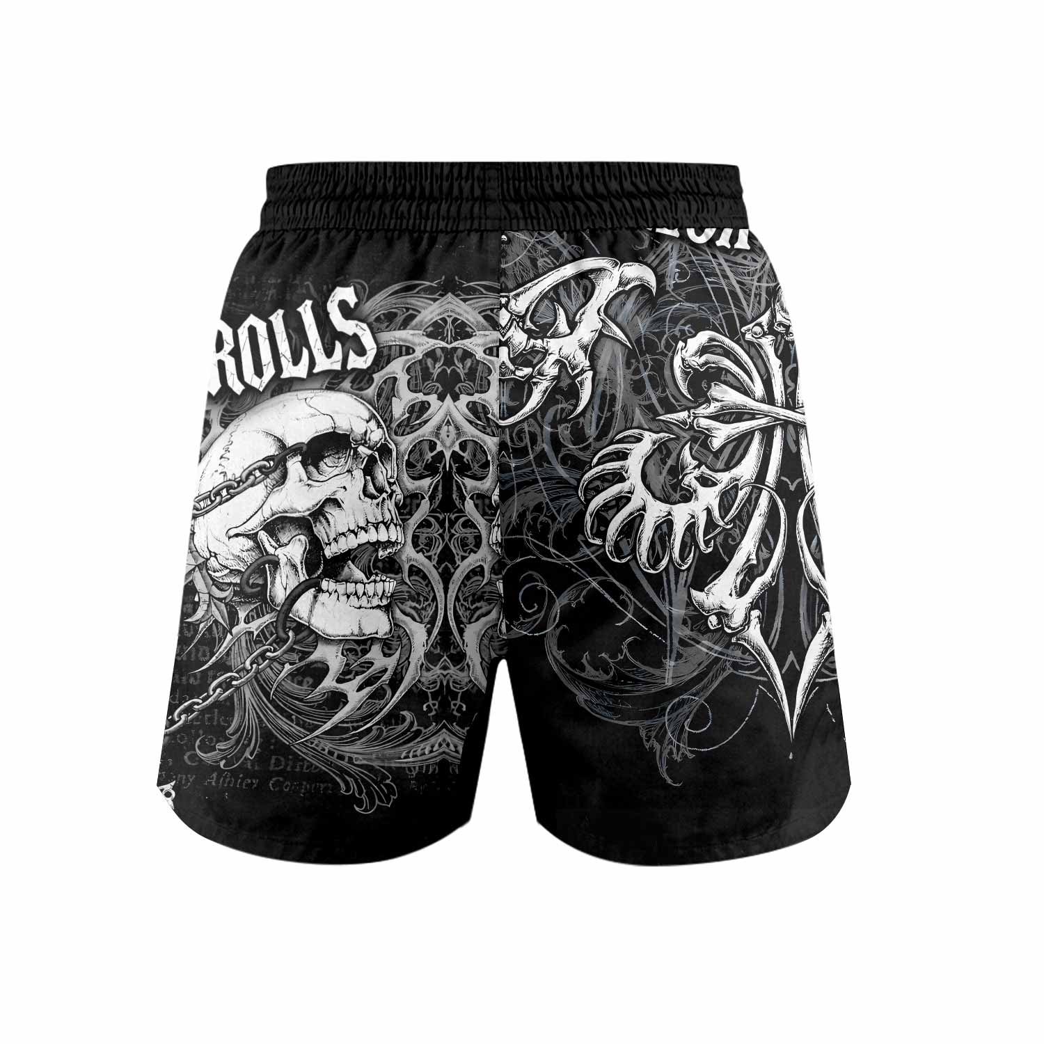 Shadowrolls Skull Cross Grappling Shorts - back view mockup
