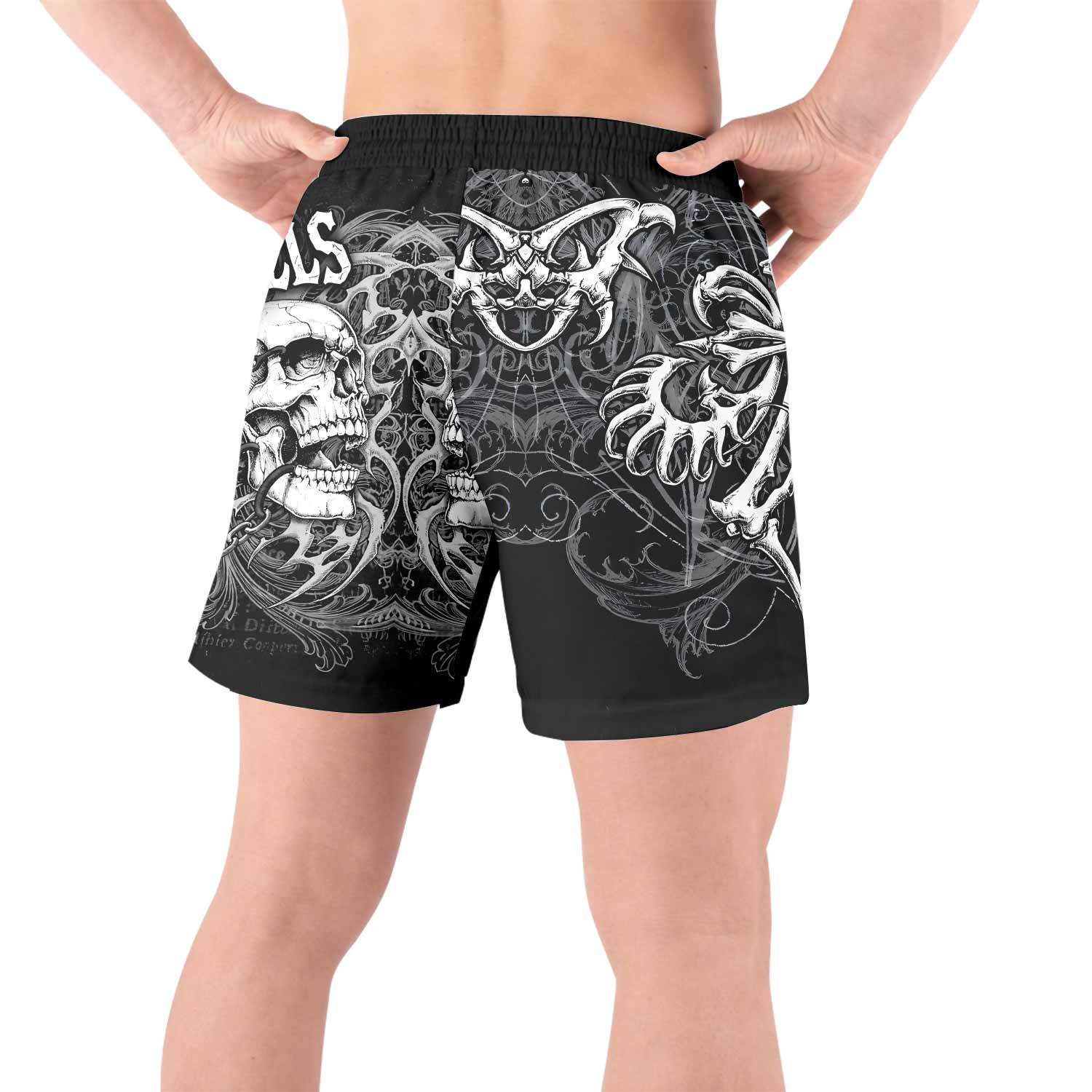 Shadowrolls Skull Cross Grappling Shorts - back view lifestyle