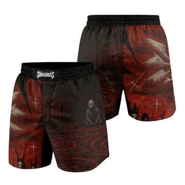 Occult Fallen Seraph Ritual Grappling Shorts - front and back view