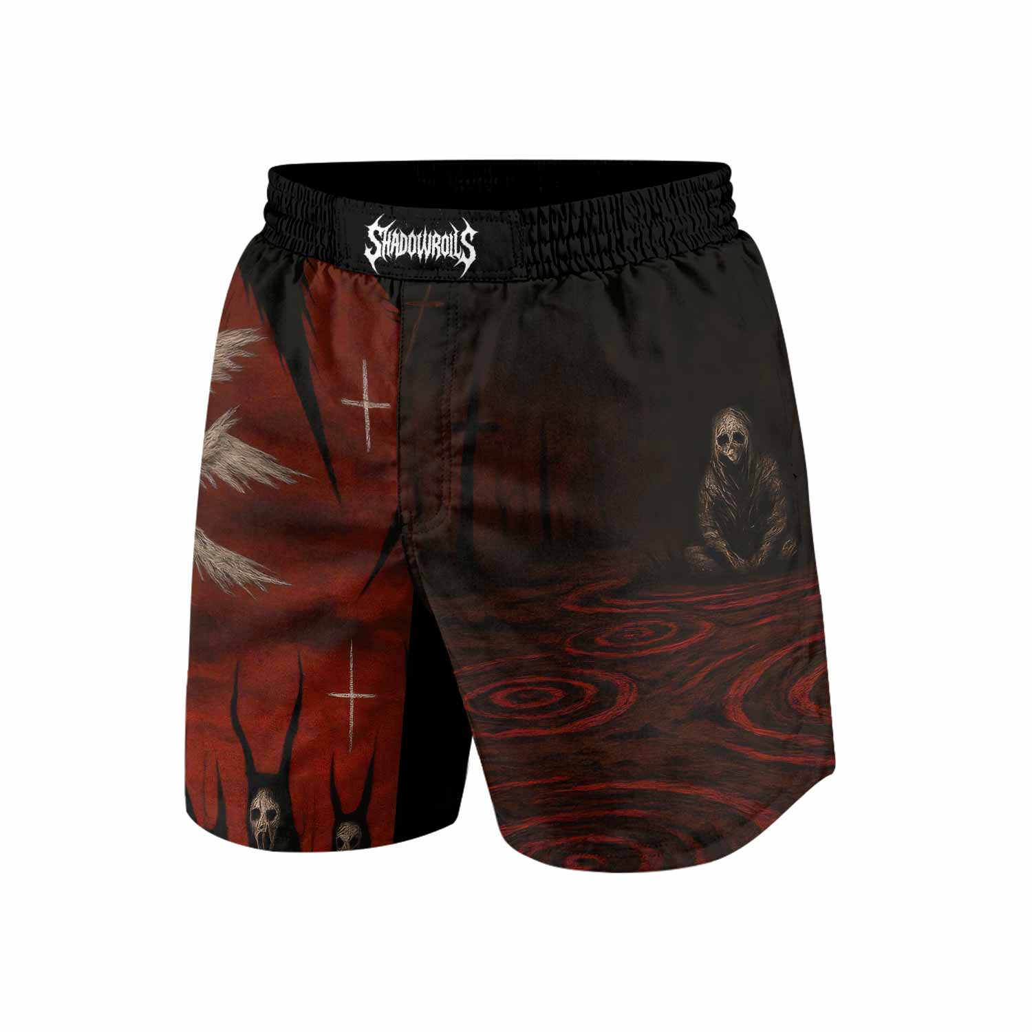 Occult Fallen Seraph Ritual Grappling Shorts - front view mockup