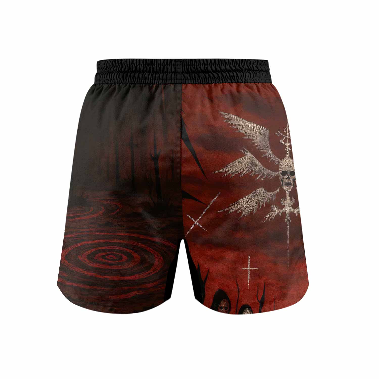 Occult Fallen Seraph Ritual Grappling Shorts - back view mockup