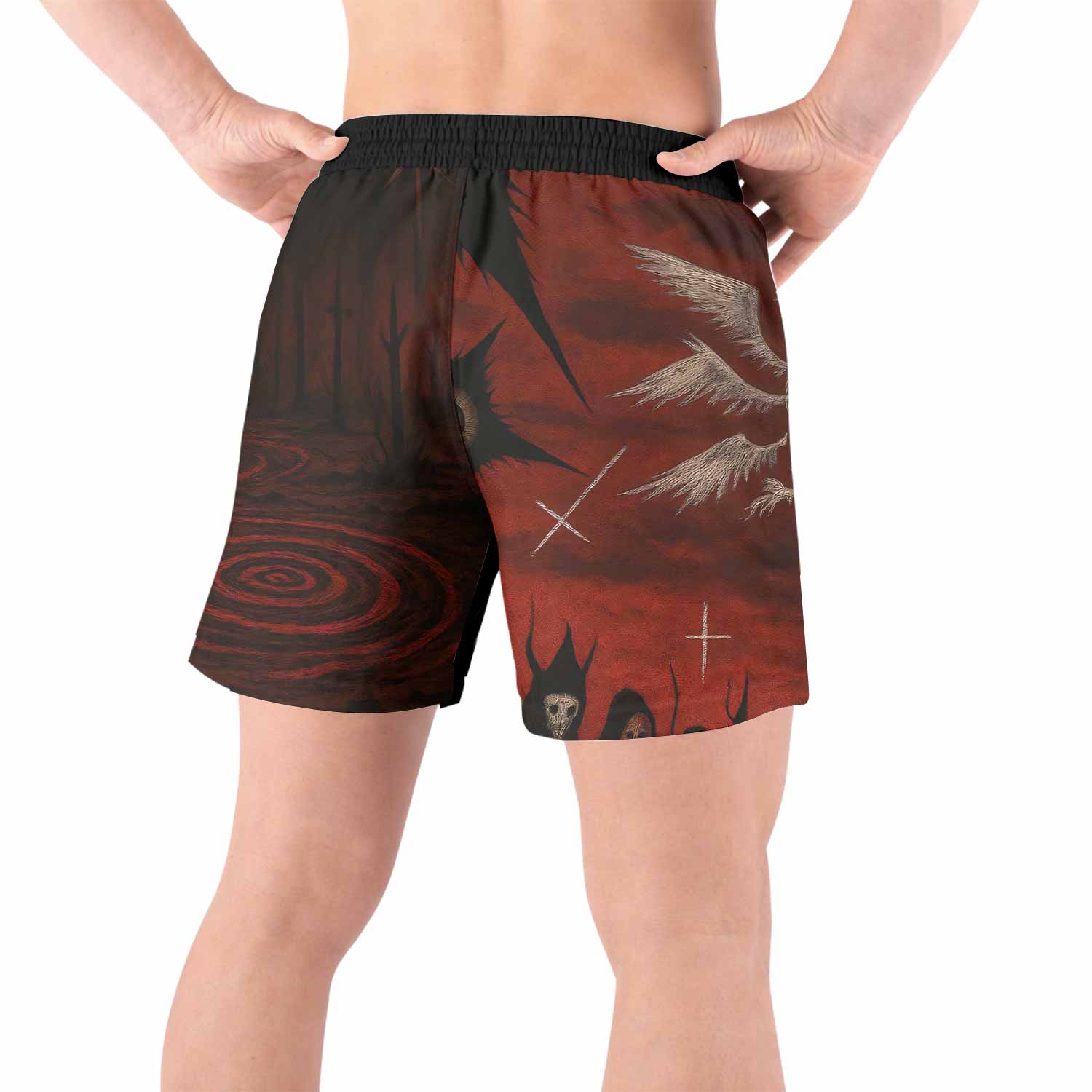 Occult Fallen Seraph Ritual Grappling Shorts - back view lifestyle