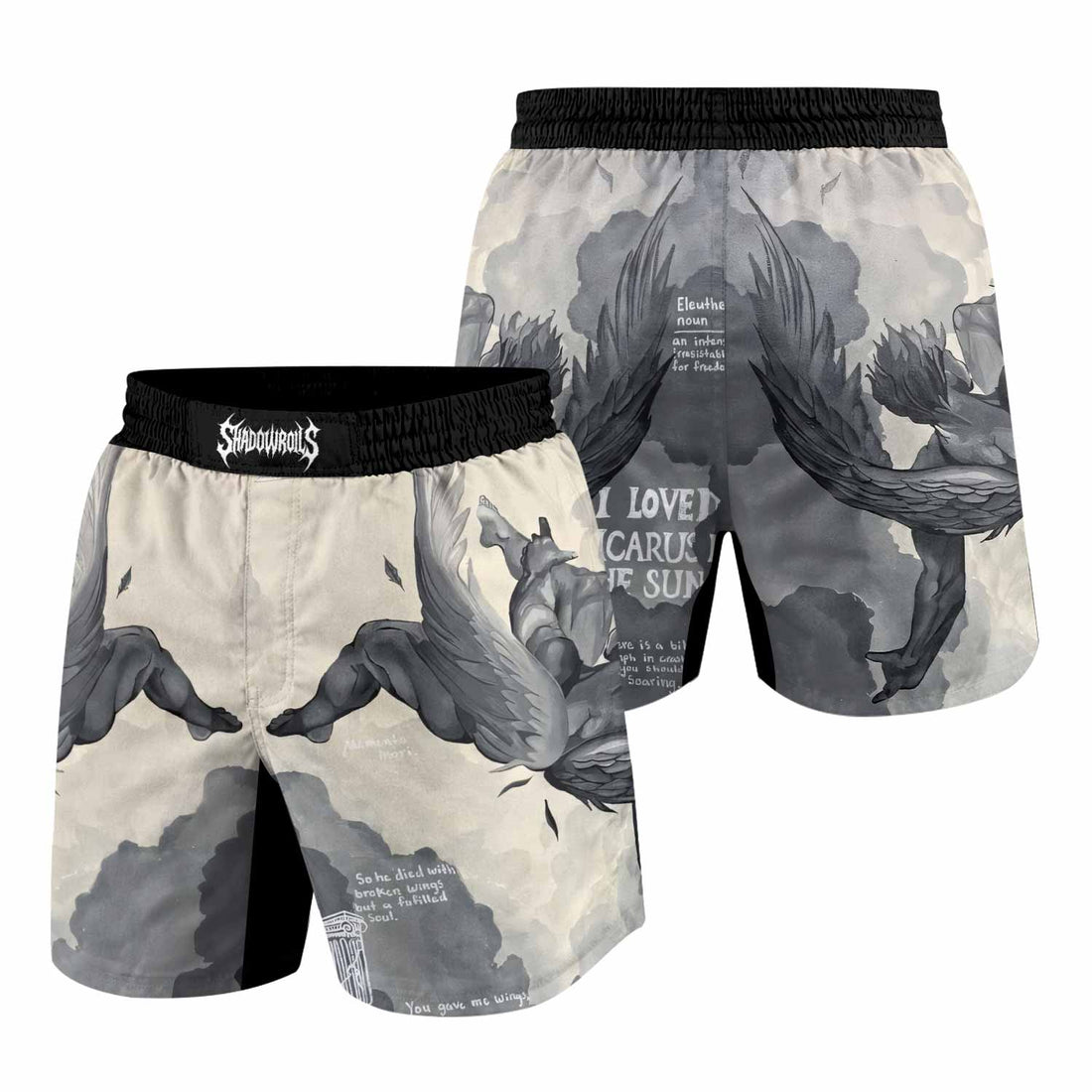 Icarus Too Close To The Sun Grappling Shorts - front and back view