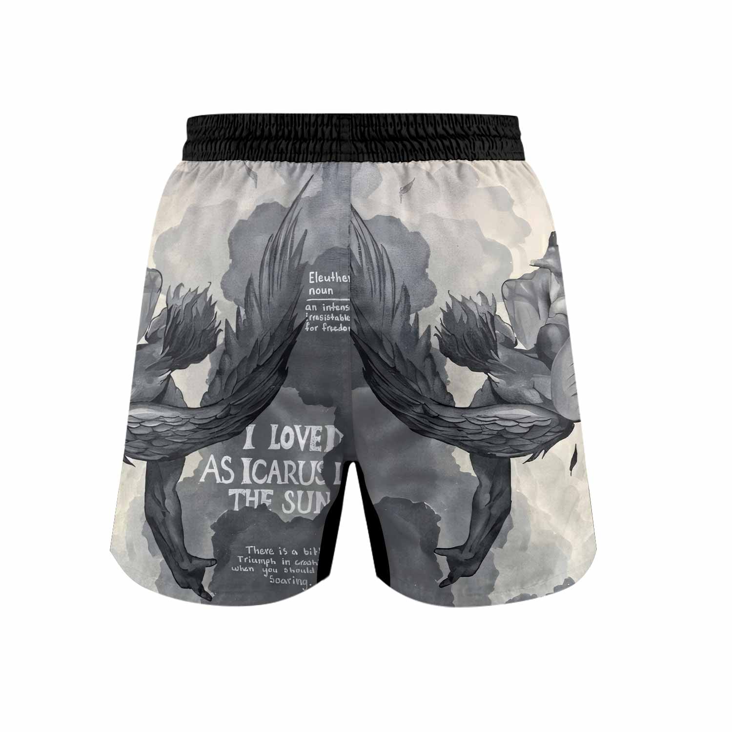 Icarus Too Close To The Sun Grappling Shorts - back view mockup