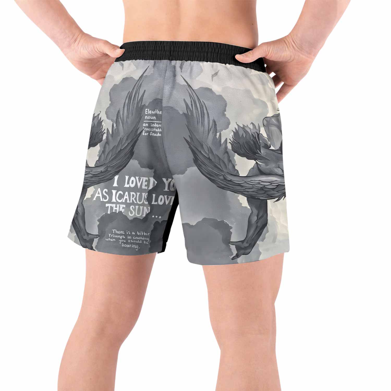 Icarus Too Close To The Sun Grappling Shorts - back view lifestyle