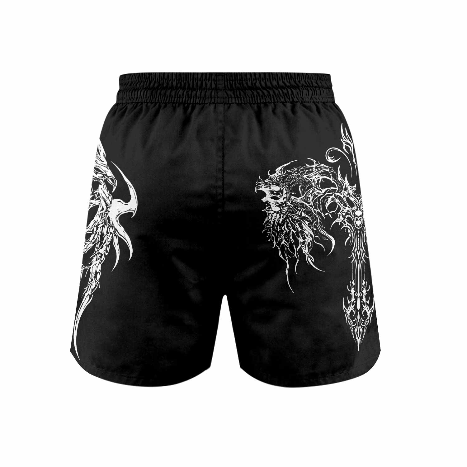 Gothic Bone Skull Grappling Shorts - back view mockup