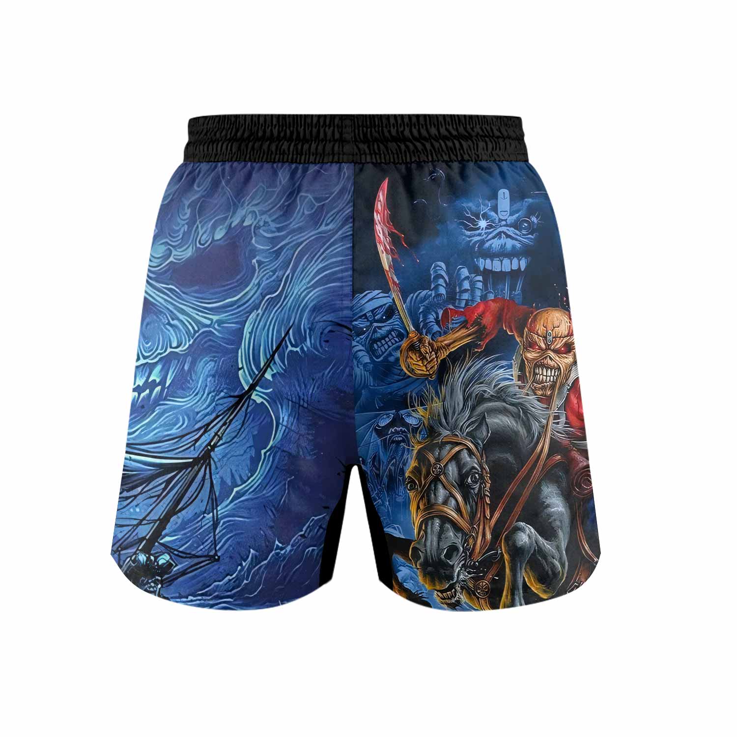 Iron Maiden England Flag Grappling Shorts - back view mockup