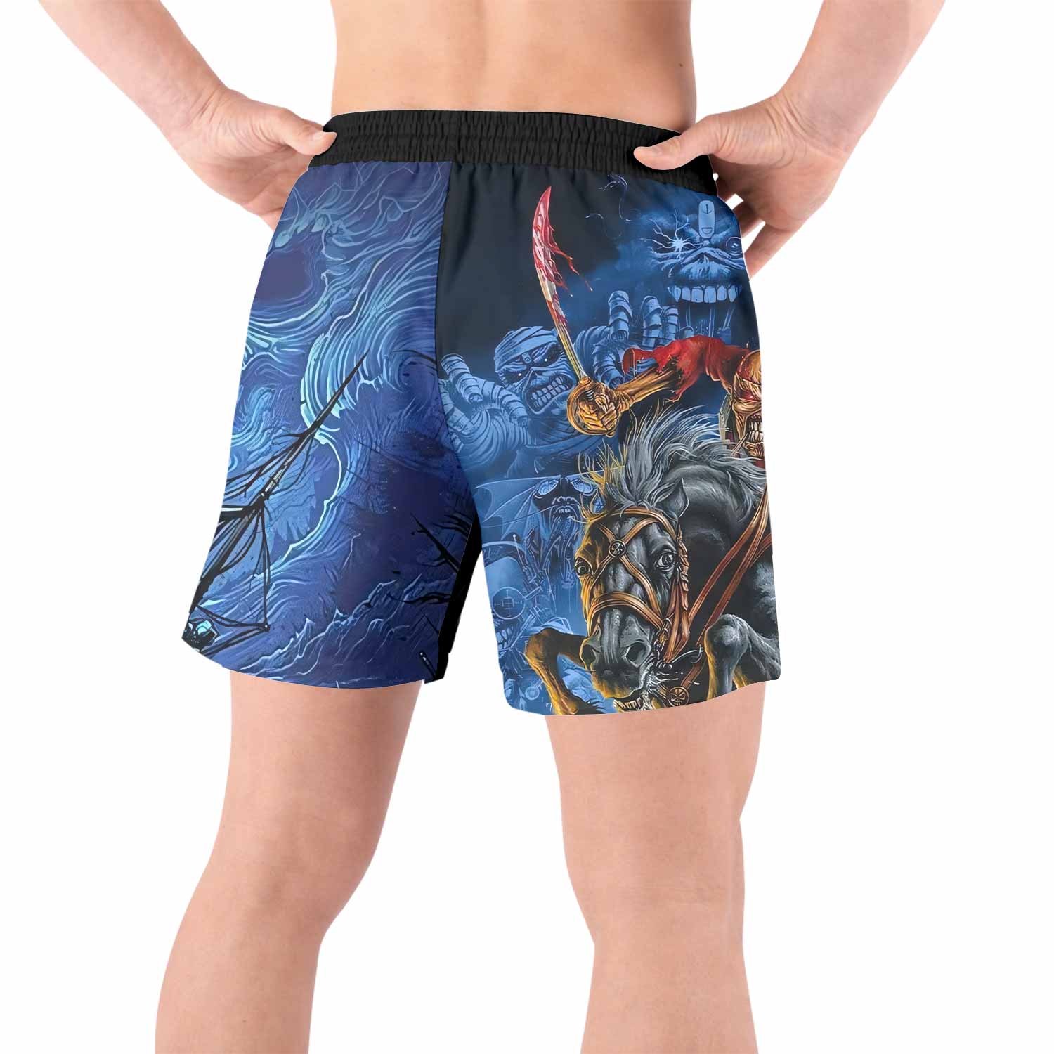 Iron Maiden England Flag Grappling Shorts - back view lifestyle
