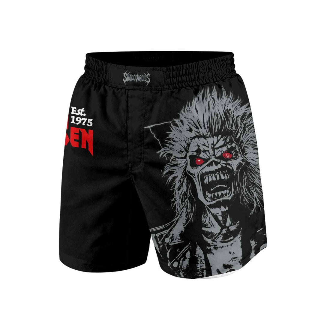 Iron Maiden Eddie the Head Grappling Shorts - front and back view