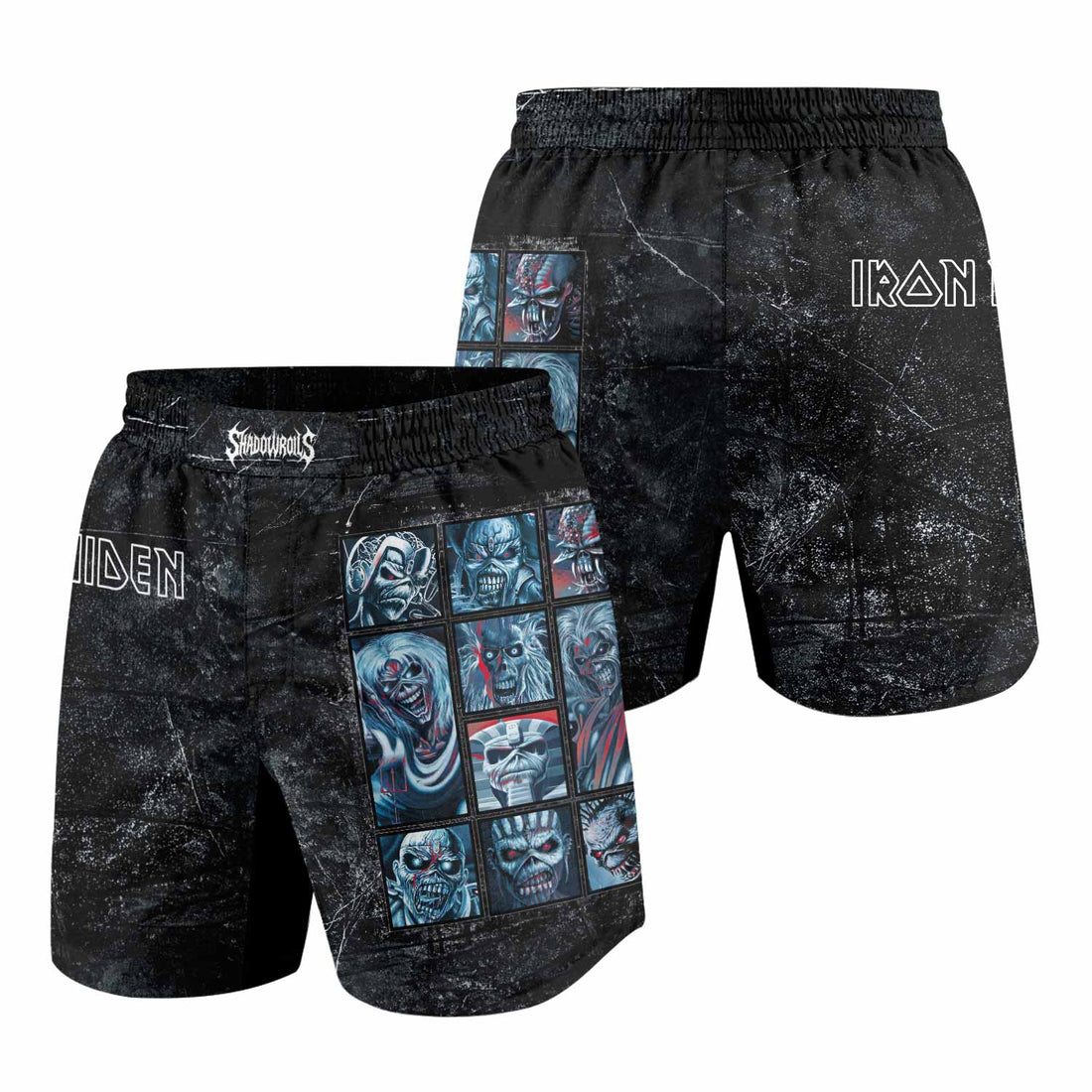 Iron Maiden The Ten Eddies Grappling Shorts - front and back view