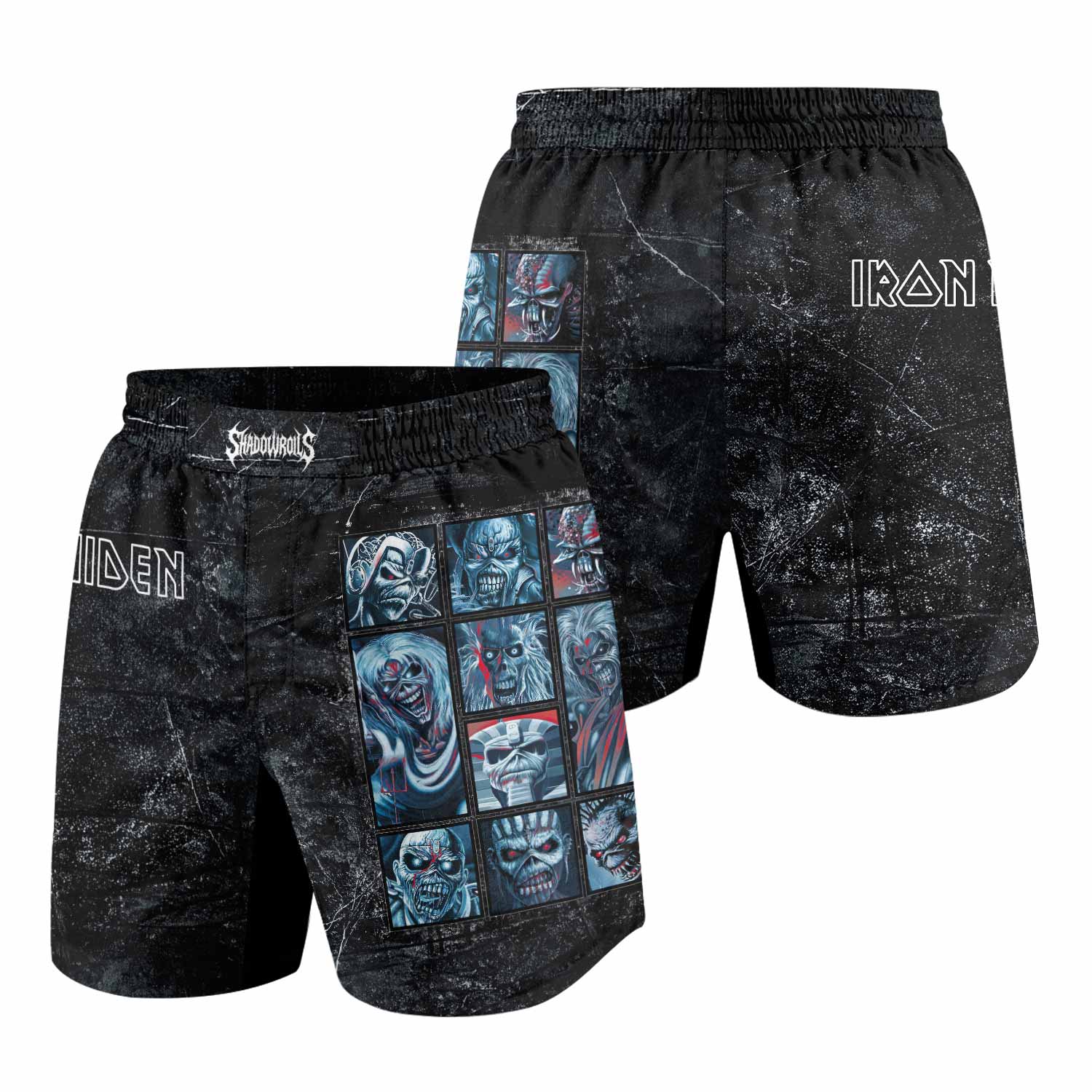 Iron Maiden The Ten Eddies Grappling Shorts - front and back view