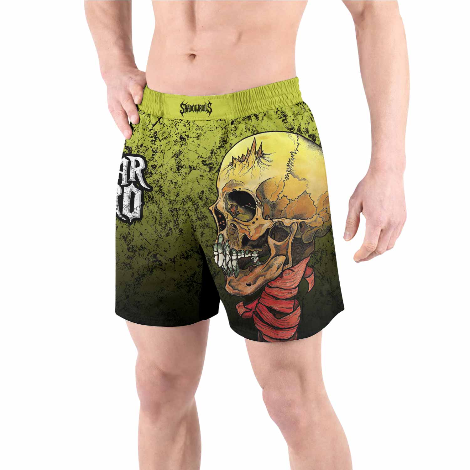 Guitar Hero Skull Grappling Shorts - front view lifestyle