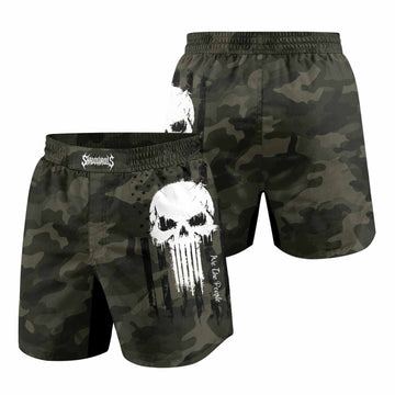 The Punisher Skull We The People Grappling Shorts - front and back view