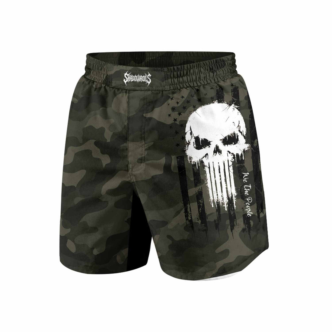 The Punisher Skull We The People Grappling Shorts - front and back view