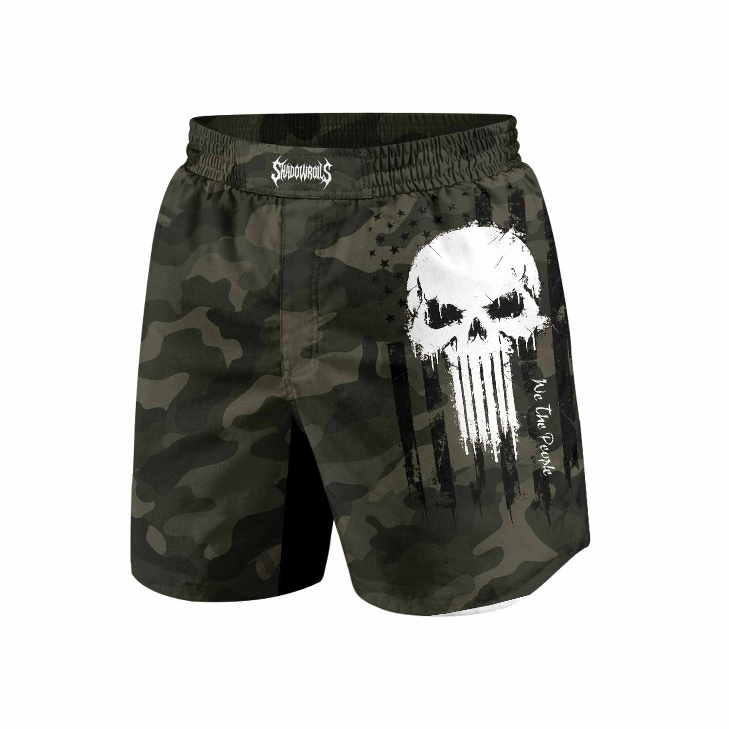 The Punisher Skull We The People Grappling Shorts - front view mockup
