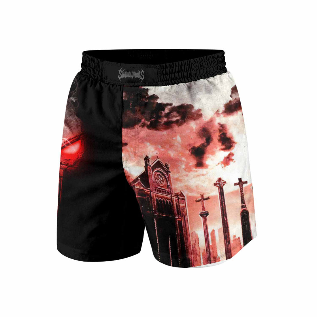 The Punisher Skull Frank Castle Grappling Shorts - front and back view
